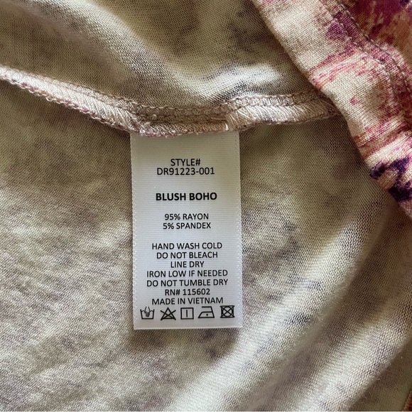 Lush Printed Maxi Dress Women’s S Blush Boho Stretch Comfort Beach Vibes Resort - Picture 8 of 9